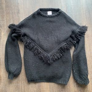 Black fringe sweater